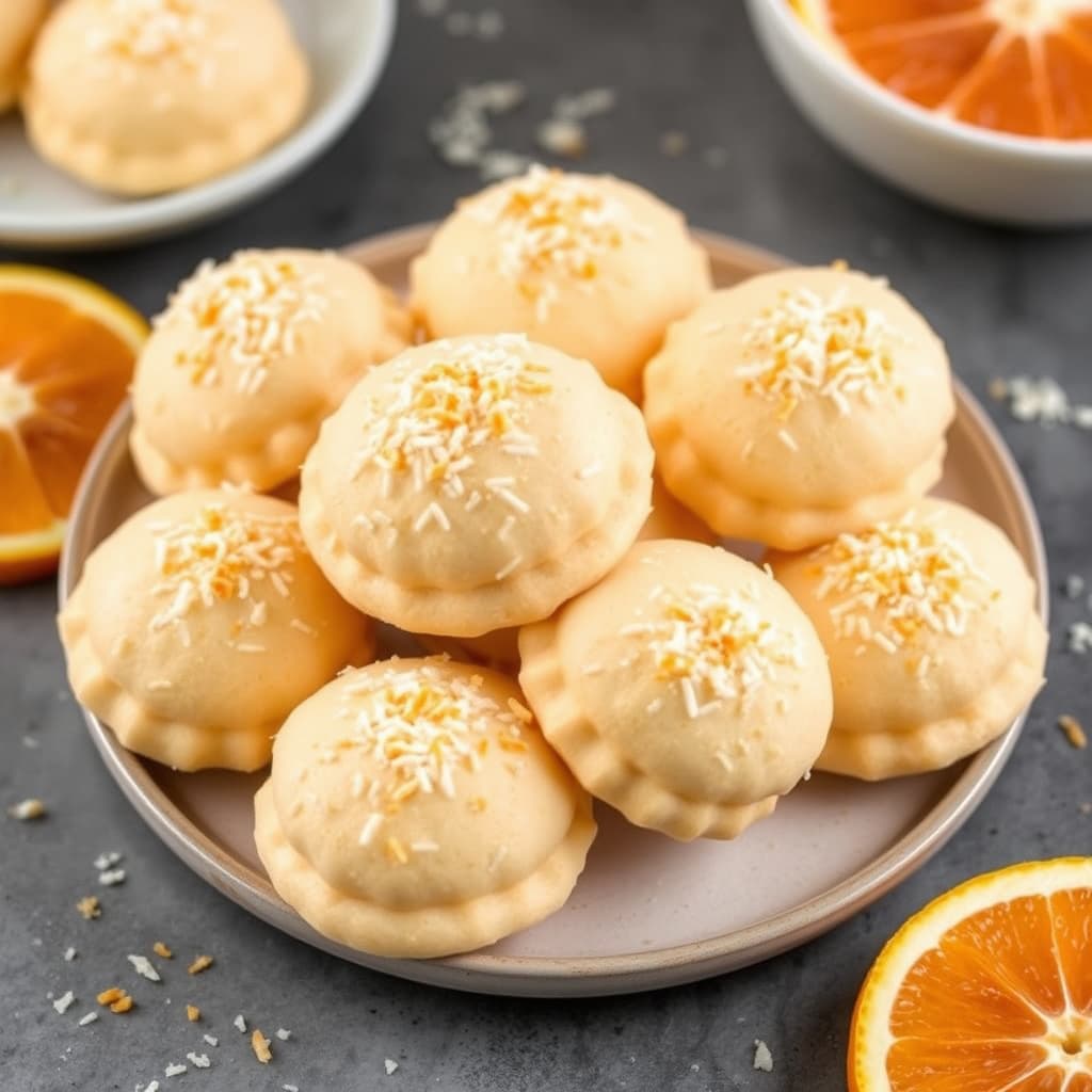 Oransje kokosmakroner