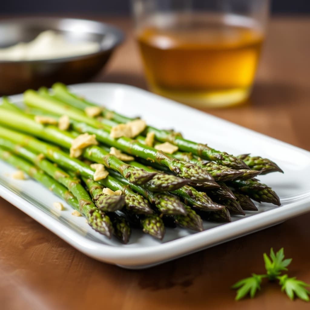 Ristet asparges- og ruccolasalat med sjalottløkvinaigrette