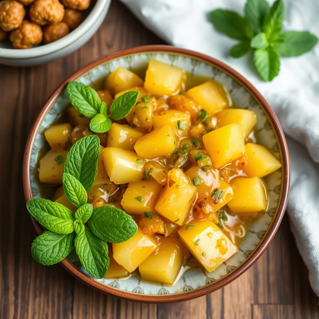 Ananas- og myntesalat