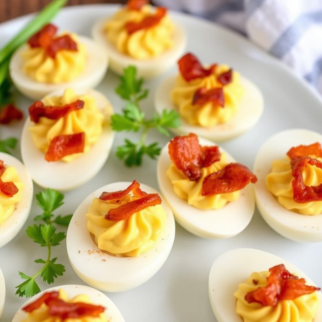 Baconskårede fylte egg