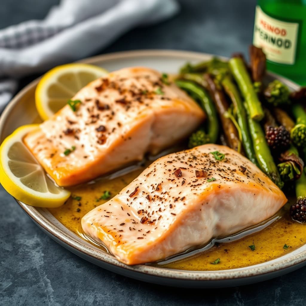 Bakt laks med Pernod