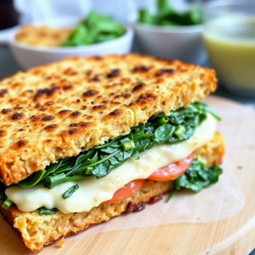 Bakte spinatsandwicher