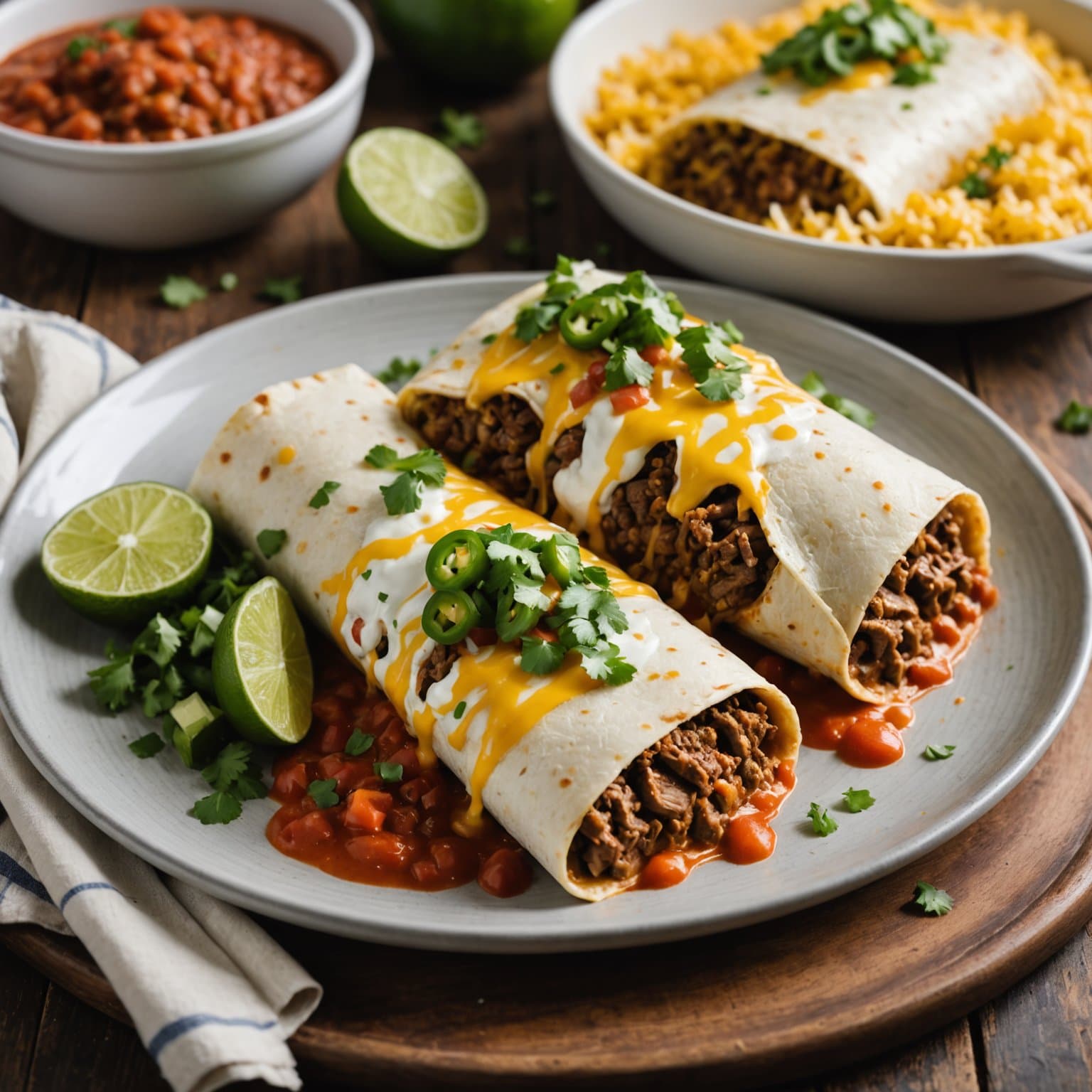 Befylte kjøttburritos