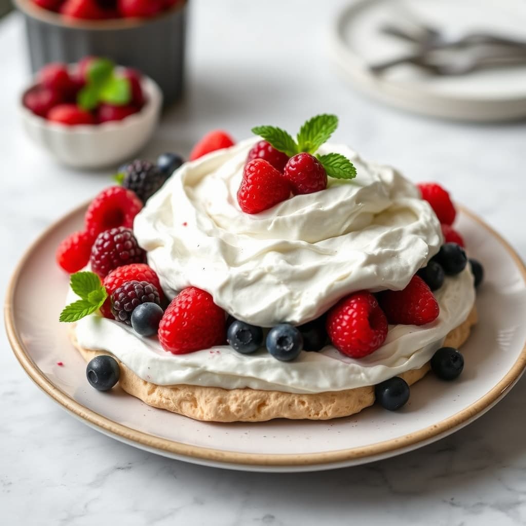 Blandede bær Pavlova