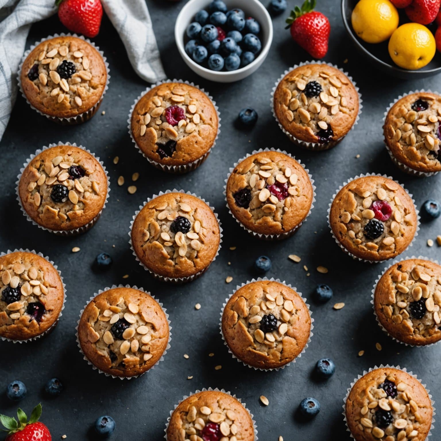 Bran- og fruktmuffins