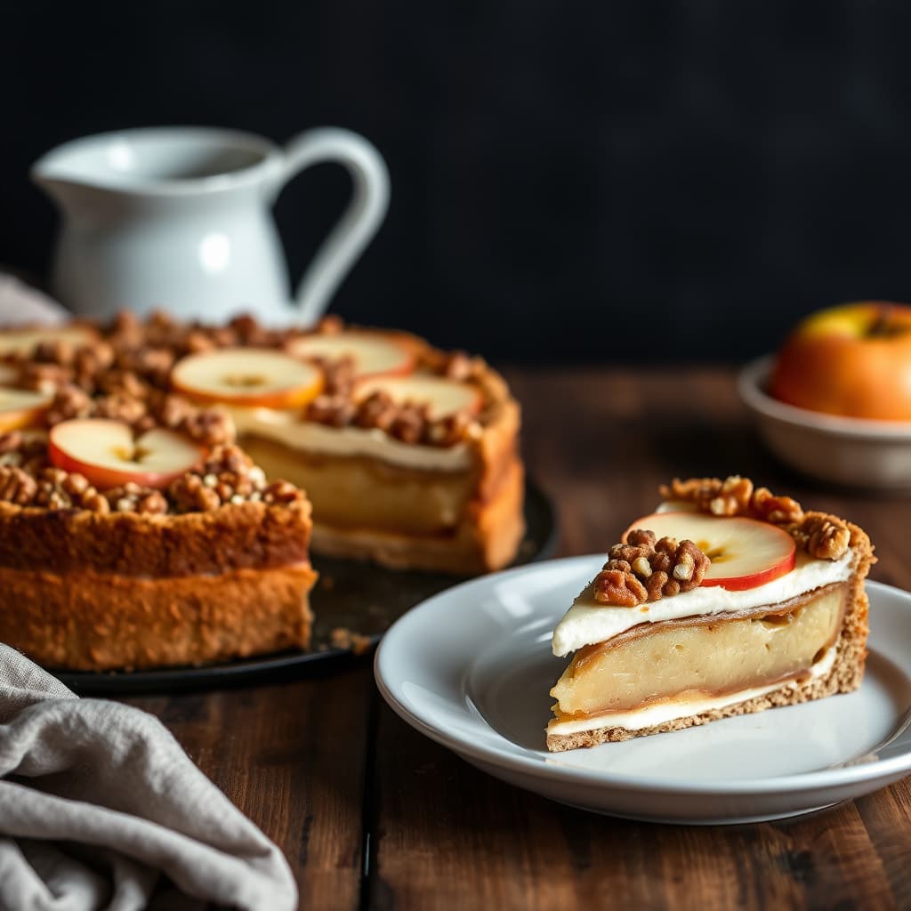 Eple- og valnøtttorte