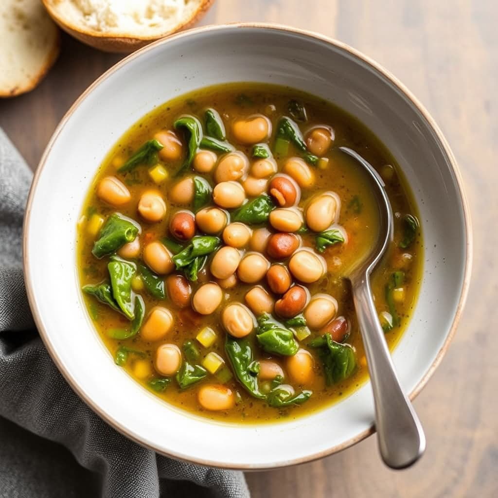 Escarole- og bønnesuppe