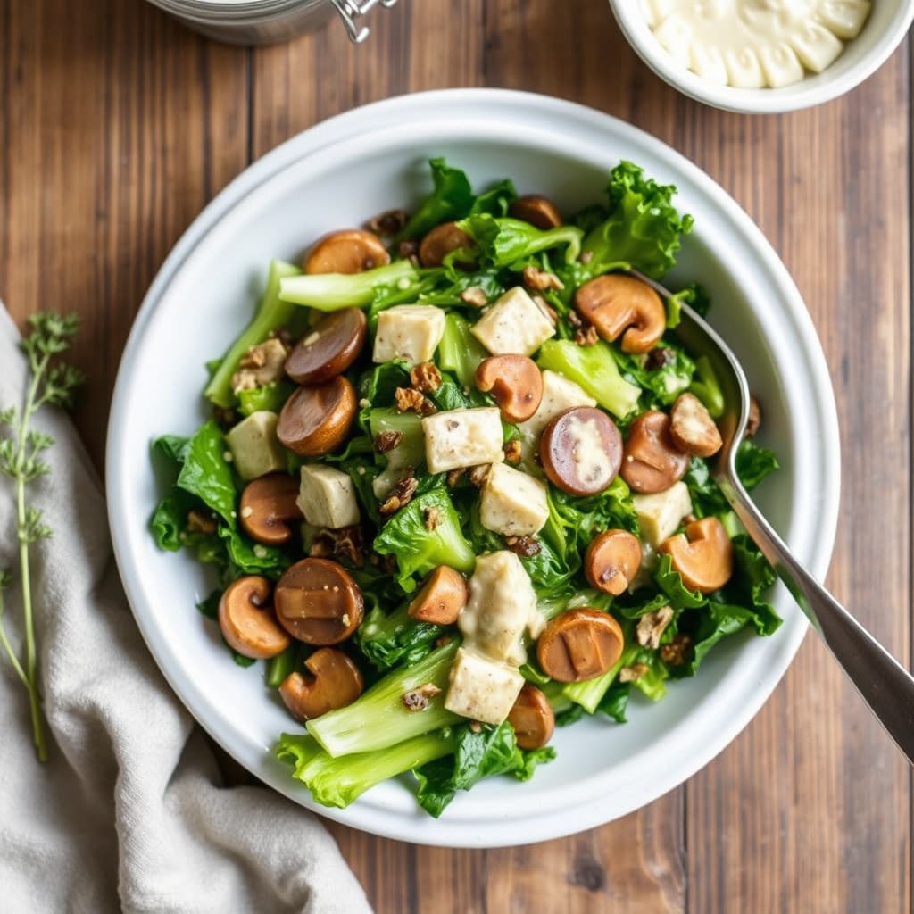 Escarole- og soppsalat