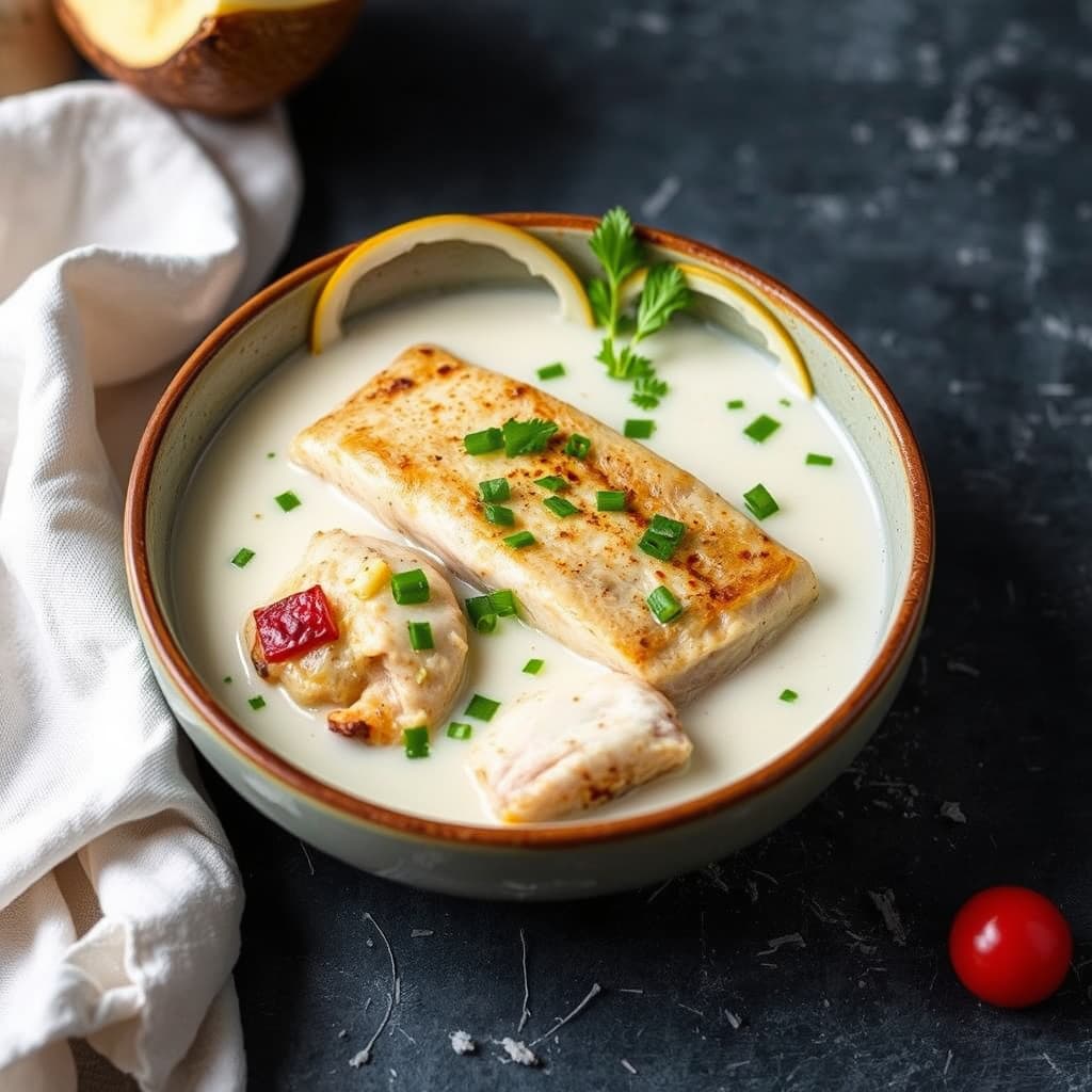 Fisk bakt i kokosmelk