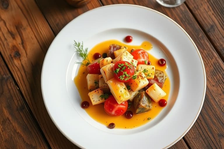 Fricassé av spillhøne med kremete purre og vadoum