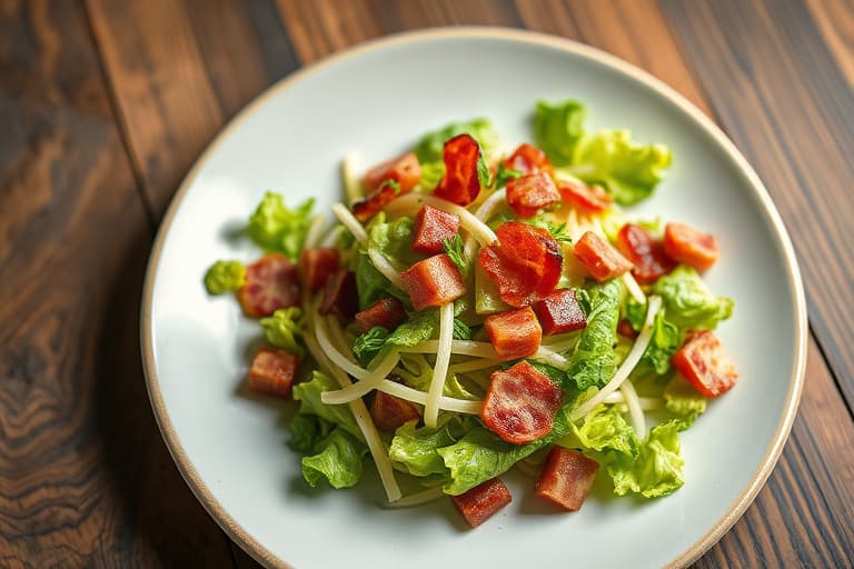 Friséesalat med bacon, dadler og rødløk