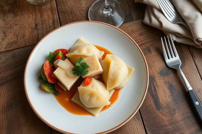 Dampede svinekjøtt- og jícama-dumplings