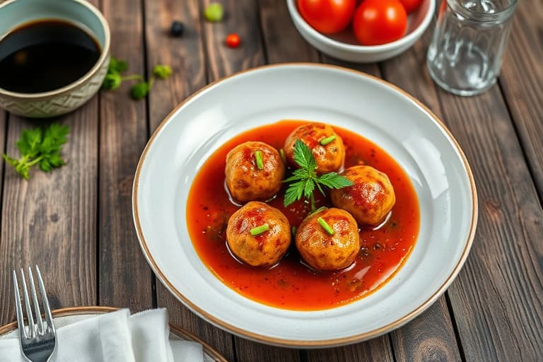 Chili kjøttboller i svart bønne- og tomatsaus