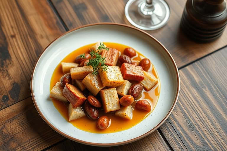 Søt og krydret svinekjøtt- og napa-kålwok med krydrede nudler