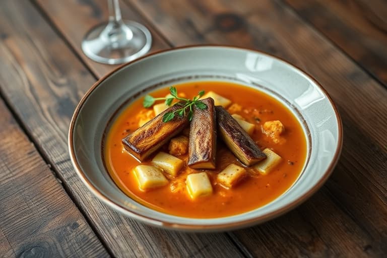 Ristet auberginesuppe med safran