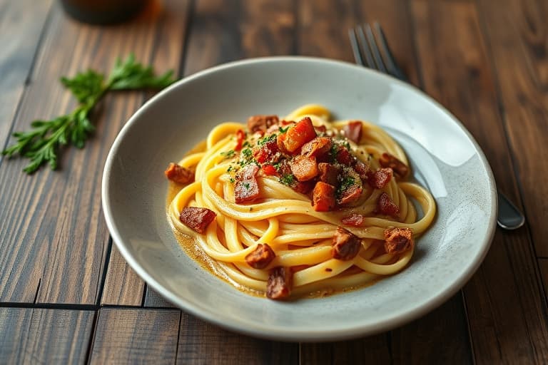 Penne med pancetta, salvie og sopp