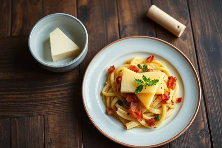 Cheddar-grøt og baconrullade