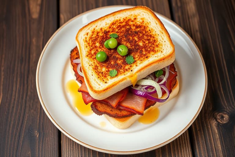 Grillet kalkun, bacon, radicchio og blåmuggostsandwiches