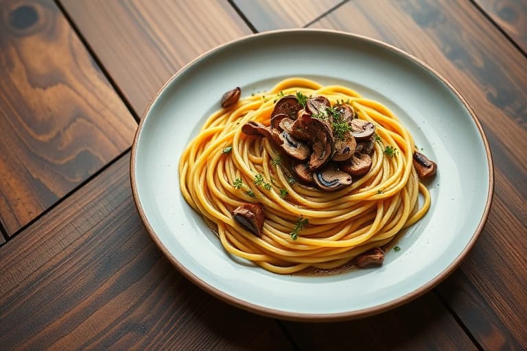 Fettuccine med shiitakesopp-saus