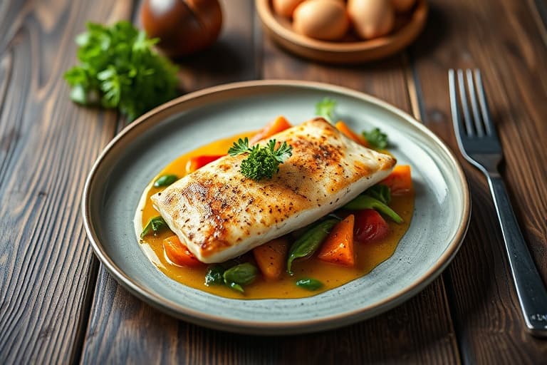 Ovnsbakt hellefisk Provençale