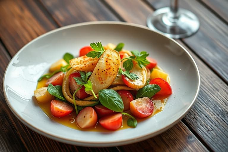 Salat med vintergrønnsaker, valnøtter, ovnsbakte rødbeter og geitost