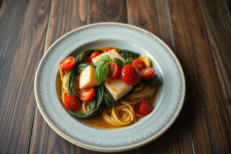Reker og spinat med tomatkurry over naan