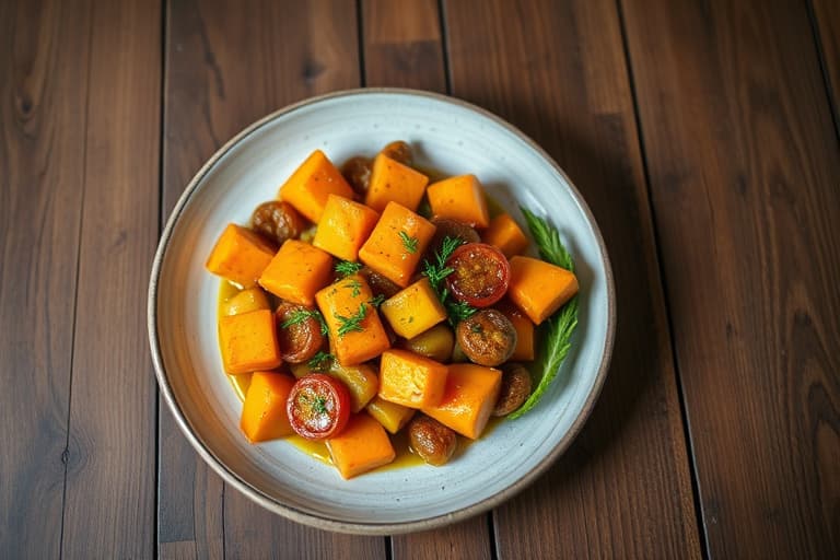 Skillet kyllingpotetgryte med butternut squash