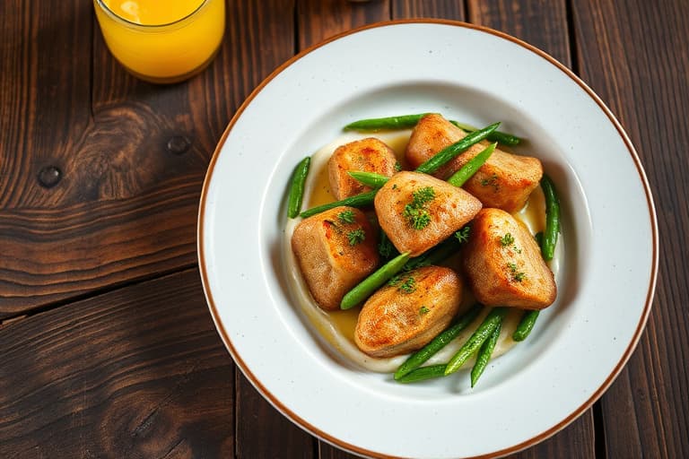 Grønne bønner med pekannøtter, sitron og persille