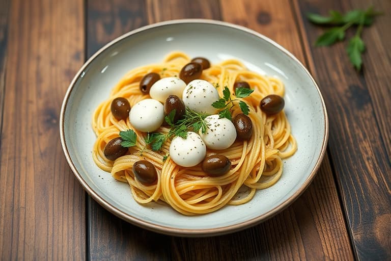 Olive og mozzarella orzo