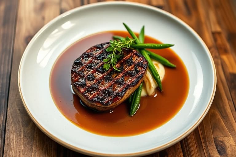 Grillet filet mignon med brandysennepssaus