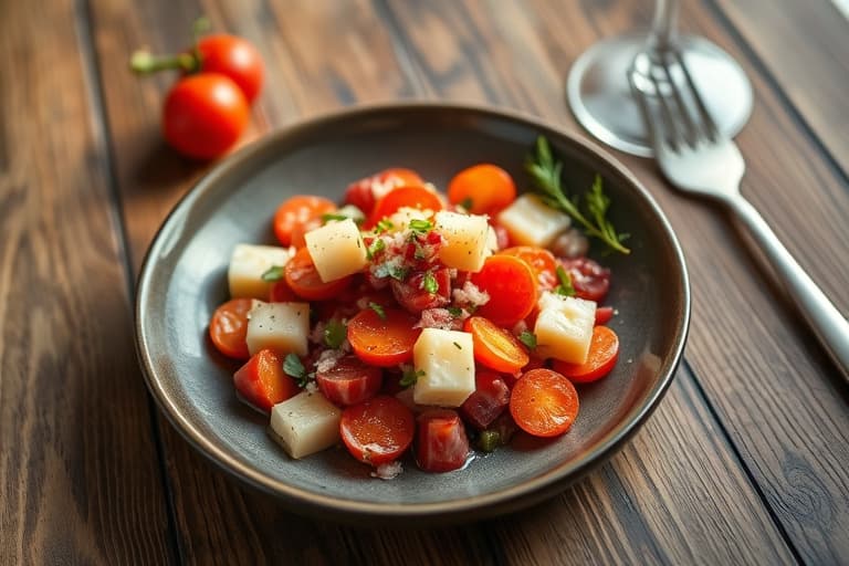 Sellerirotsalat med Gruyère og eple, servert med pepperrot