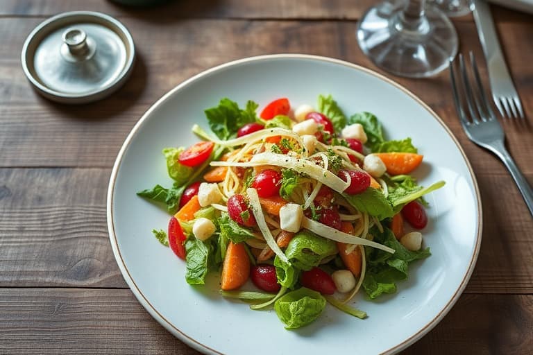 Friséesalat og eplesalat med tørkede kirsebær og valnøtter