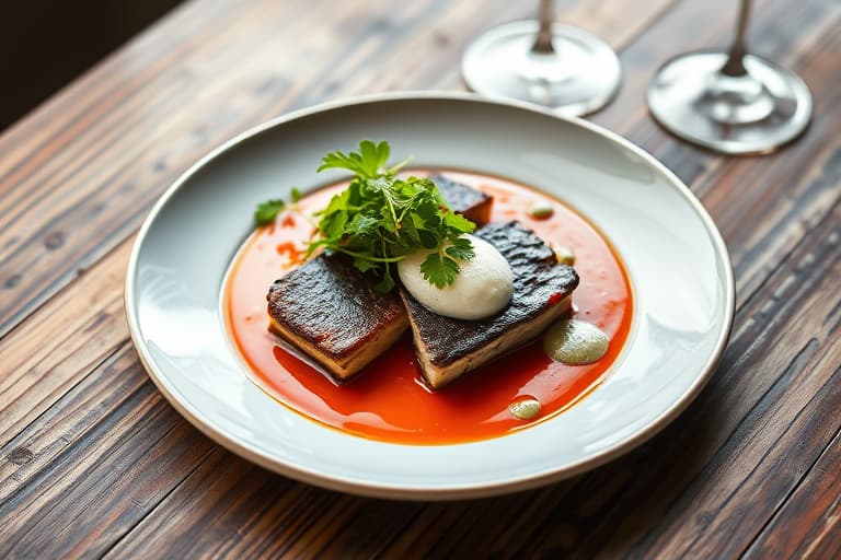 Blaadsteik med rosmarinsaus og hvitbønnepuré