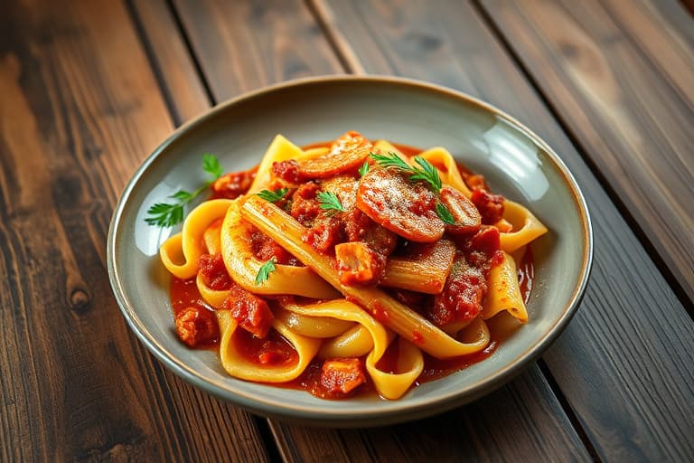 Rigatoni med braisert lammeragù