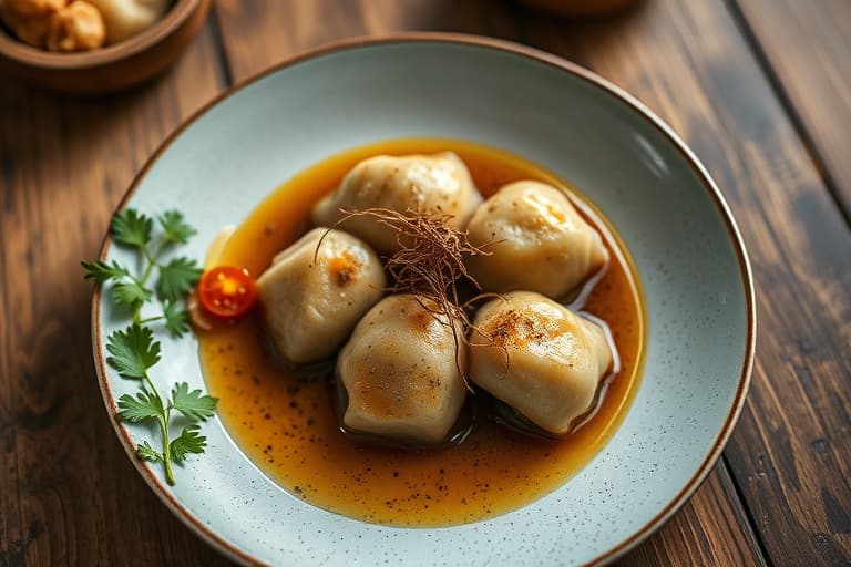 Hummerdumpling i sjømatconsommé