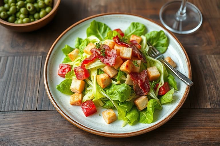 Friséesalat med blåmuggost, bacon og hasselnøtter