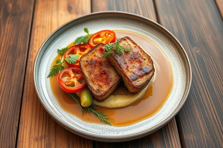 Grillet svinekotelett med eple- og ferskenmostarda og puré