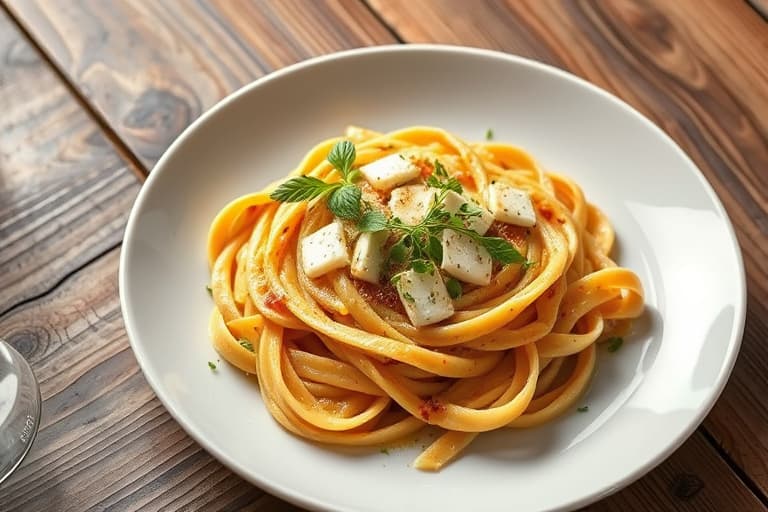 Båndpasta med mozzarella-sauté