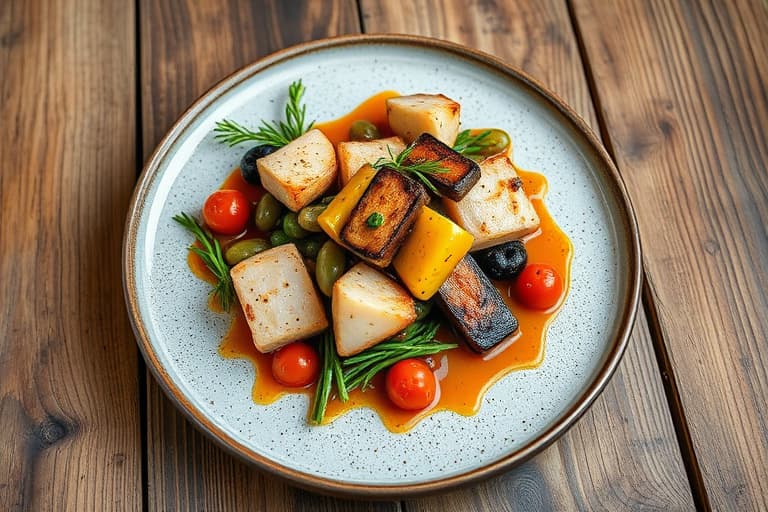 Pancetta-innpakket Bayou La Batre-reker med Rikards Mill gule maisgryn og grillede, gamle tomater