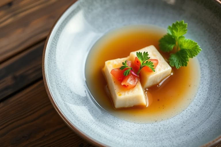 Ristet due med te-innsaltet kvitøy og matsuake-te consommé