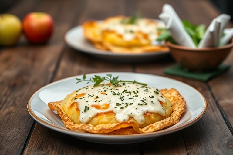 Apple- og gorgonzola-souffléomelett