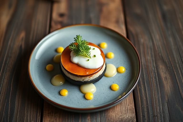 Kaldrøkt Toro med Osetra-kaviar, crème fraîche og daikonspirer