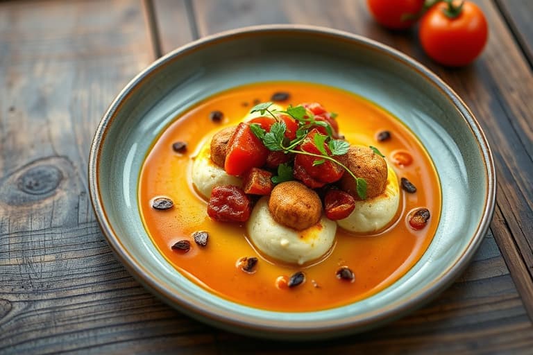 Littleneck-øyemusslinger med tamarind- og tomatsuppe, vårløk, ingefær og glassnudler