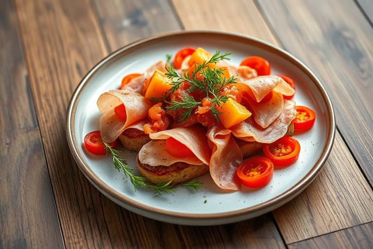 Søt og salt meny: Rosmarinmaisbrød med prosciutto og kyllingpølser med hete og søte paprikaer