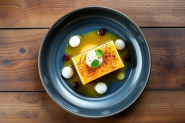 Søtpotetblinis med speket laks, crème fraîche og kaviar