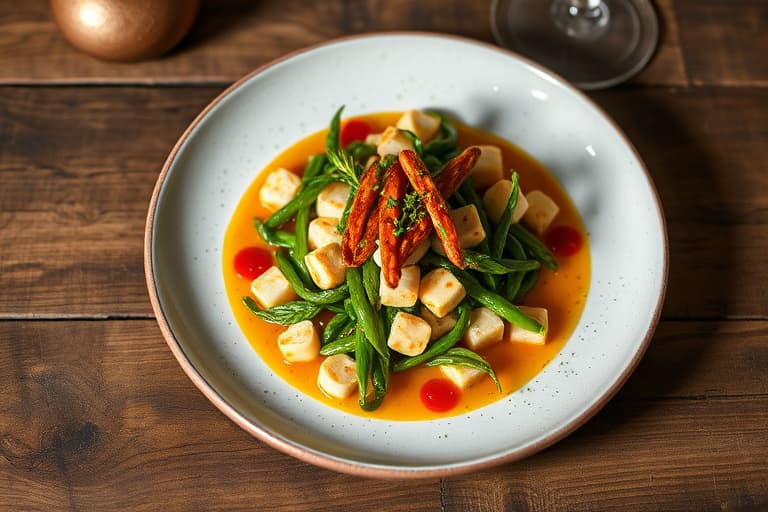 Grillet aspargessalat og ovnsbakte sopp med ristet pekannøtt, blåmuggost og rød chili-sennepsvinaigrette