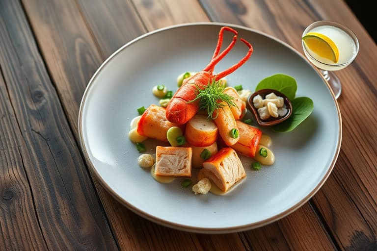 "Sea and Be Seen": En trio med piggete haletlobster og avokadoblanding, sprø rockreker, og en daiquirishot