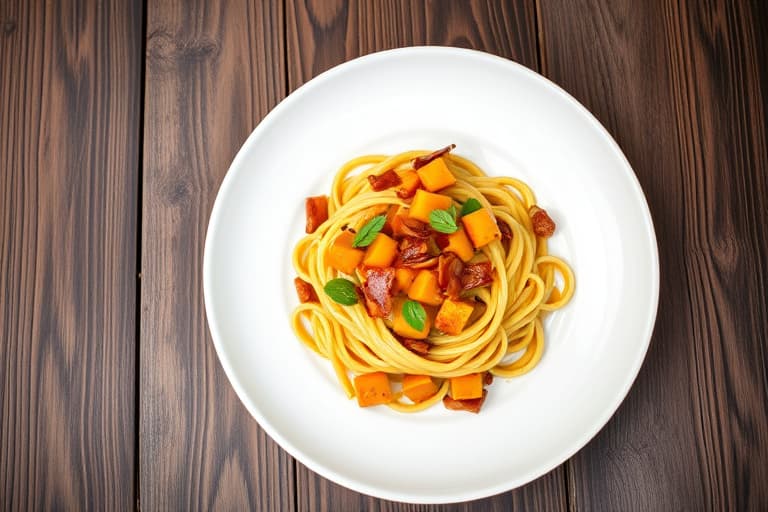 Butternut squash og bacon i én gryte pasta