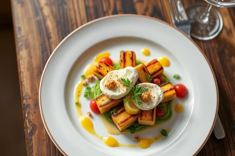 Grillede nektariner med honning- og appelsinricotta, pisket krem og ristet mandler