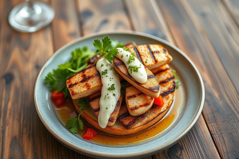Grillet lammesandwich med grillede vårløker, salvie-aioli og soltørket tomattapenade